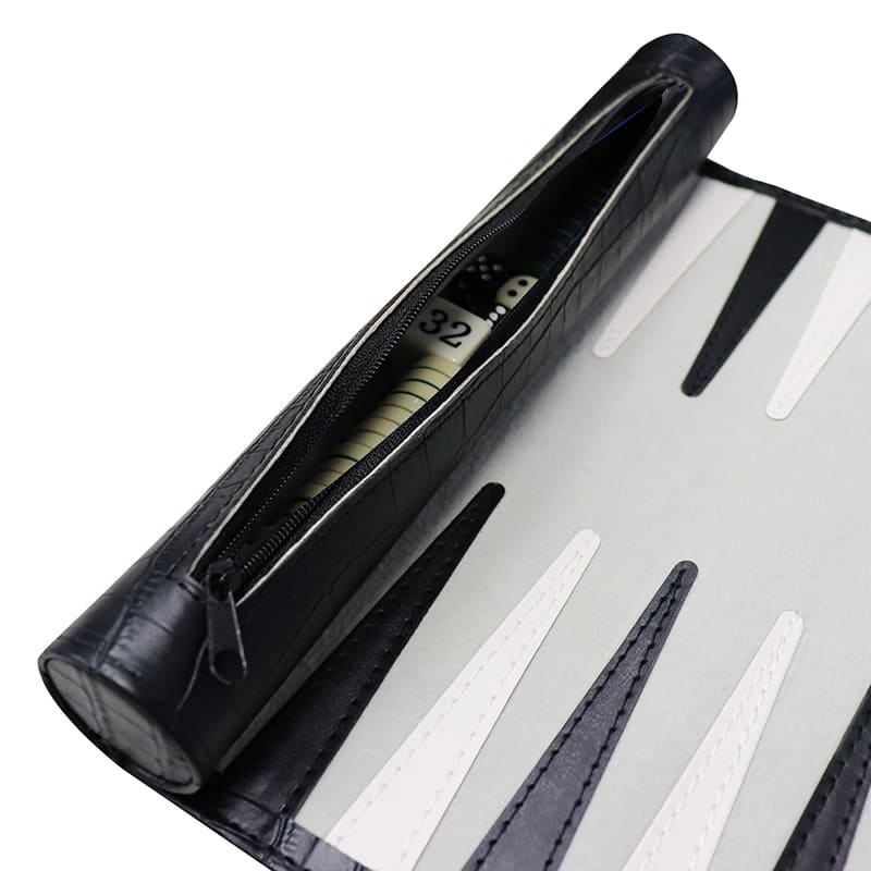 Leatherette Roll-Up Portable Backgammon