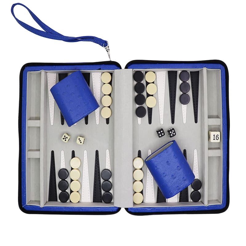 Tragbare Backgammon-Tasche mit Reißverschluss