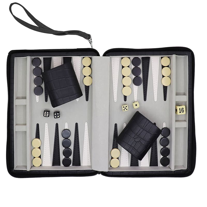 Juego portátil de backgammon con bolsa con cremallera