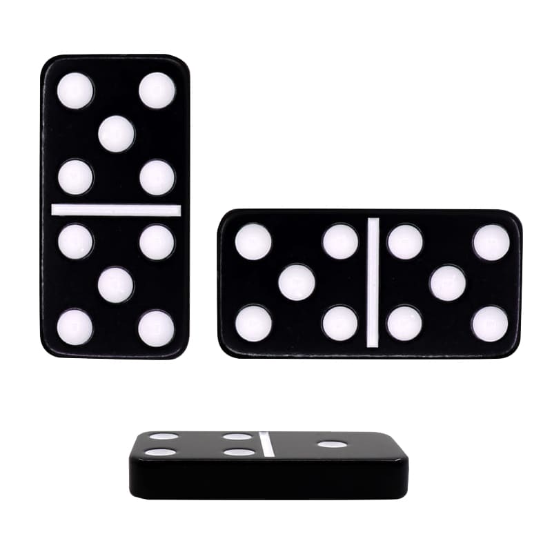 W6 Doppelte sechs schwarze Dominosteine