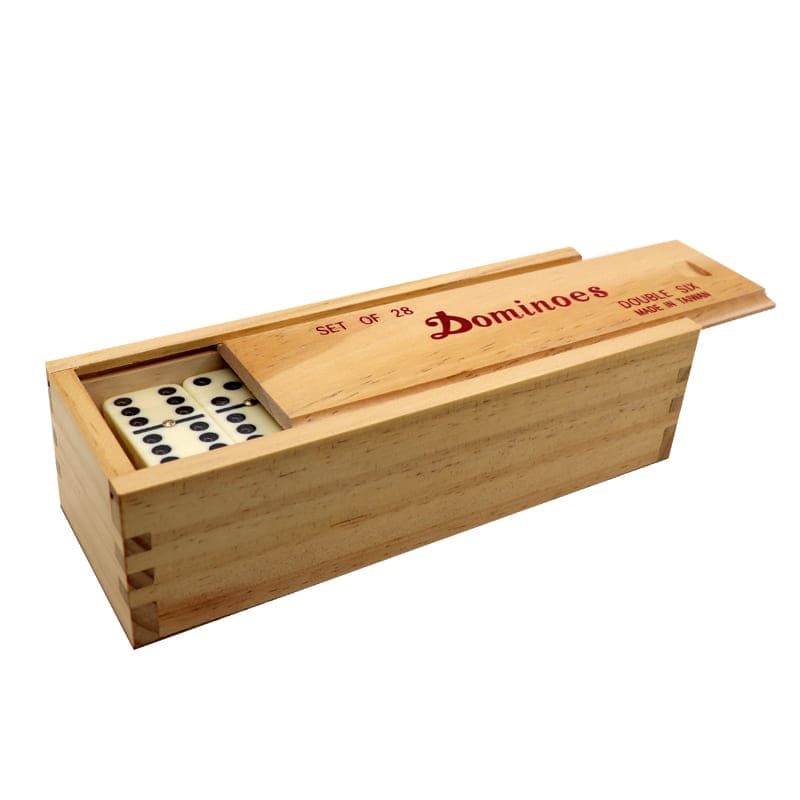 Juego de dominó en caja de madera con tapa deslizante