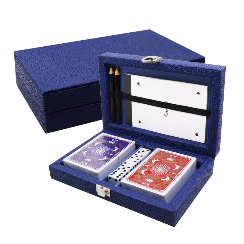 Playing Card Set in Leather Box with Metal Clasp