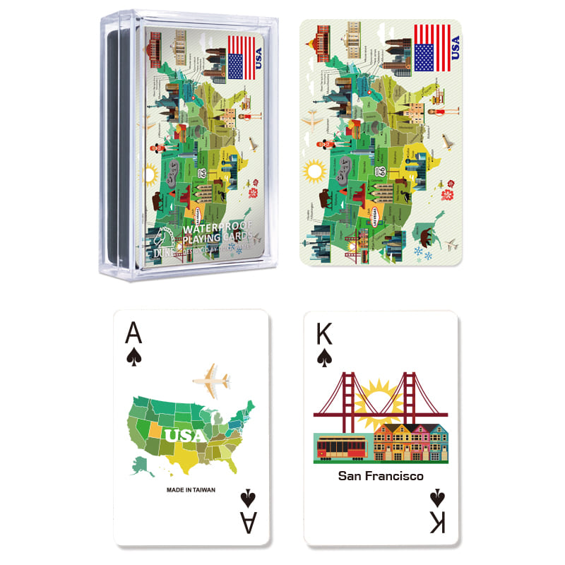 Mapa de cartas de baralho de plástico - EUA