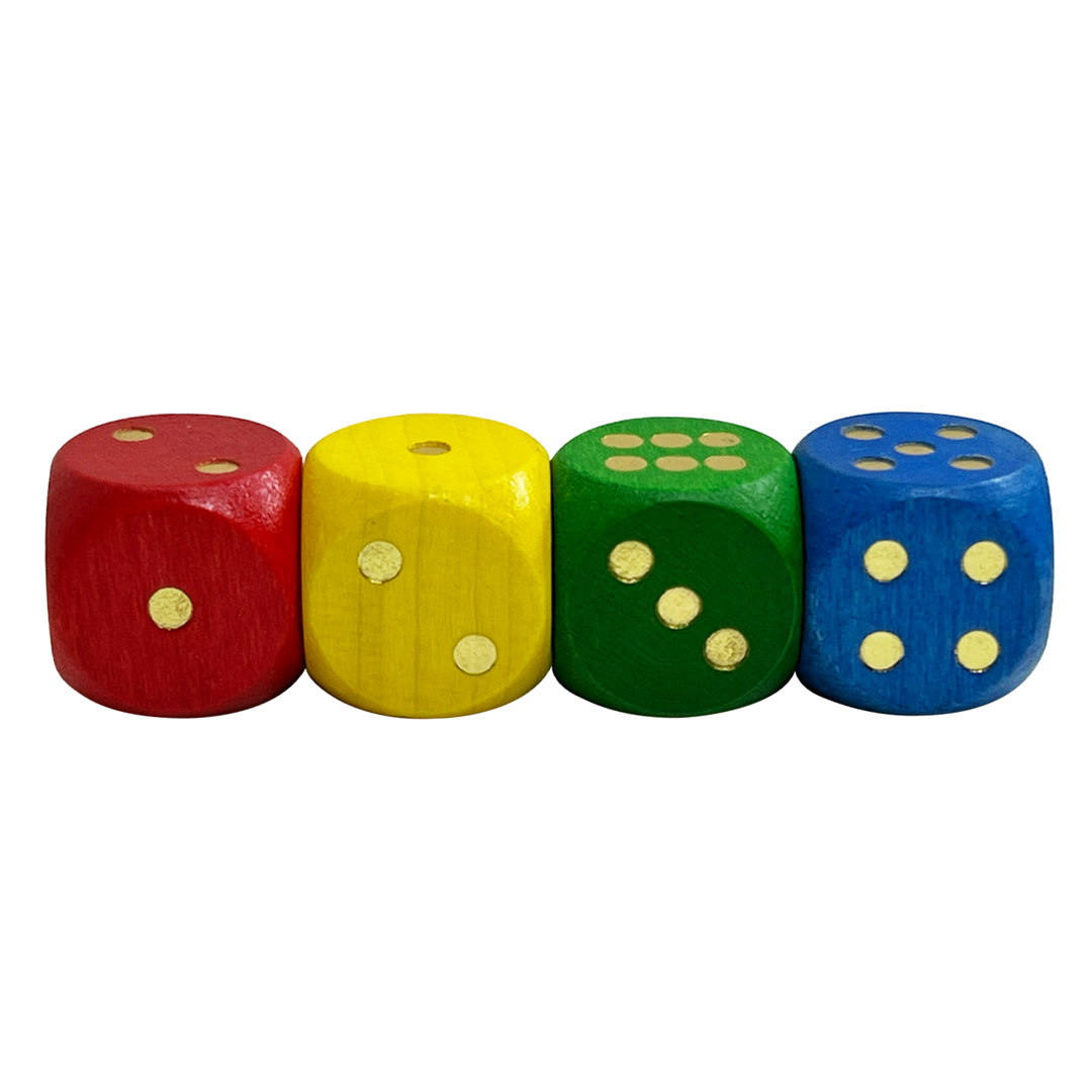 Peões de jogo coloridos de peças de tabuleiro com um dado de seis
