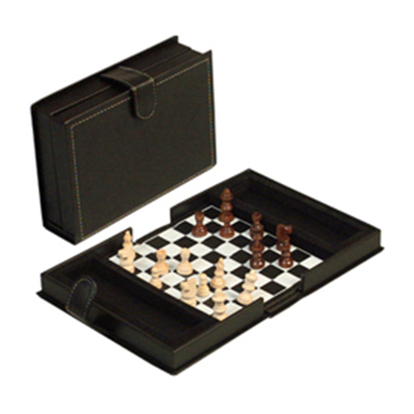 Шахматный набор с кожаным складным футляром книжного стиля