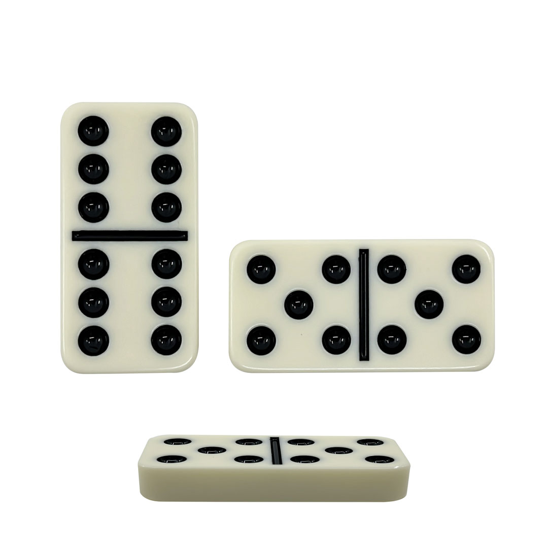 Domino-Set aus D6 5008-Kacheln mit Deckelbox im Domino-Stil