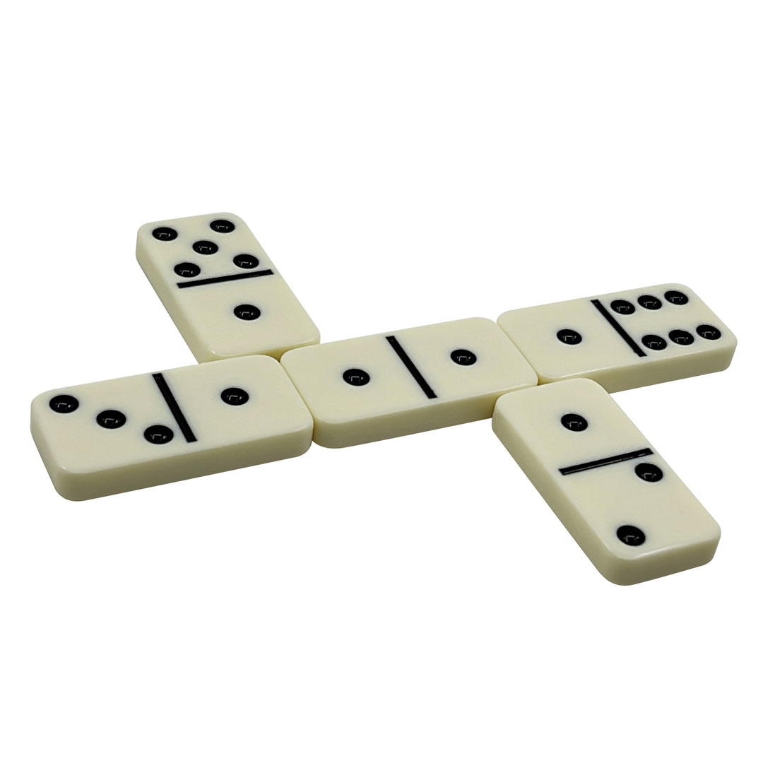 Domino Set of D6 5008 Tiles with Domino-style Lid Box