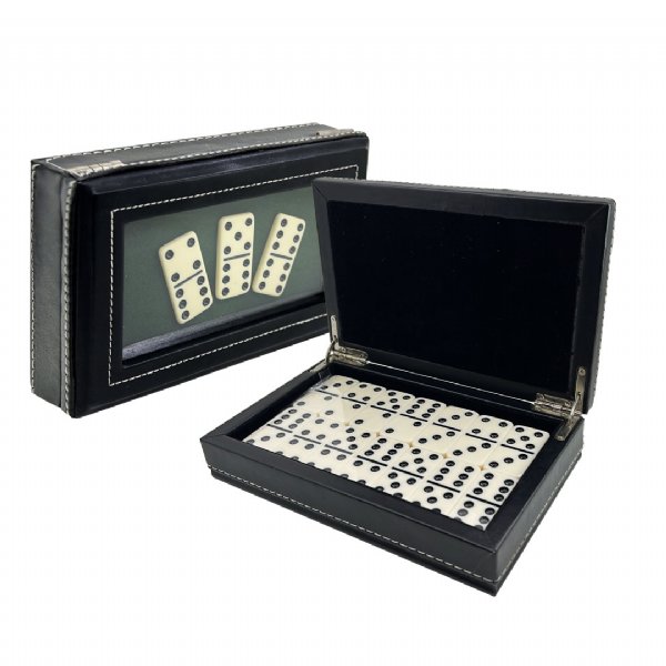 Domino-Set mit dekorativer Aufbewahrungsbox aus Holz
