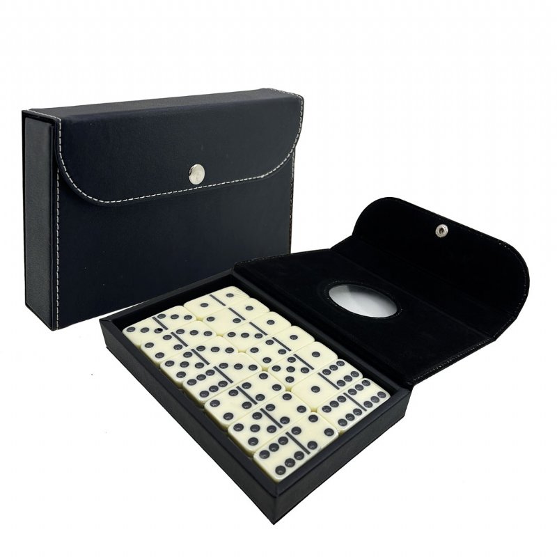 Dominoes Set in Window Leatherette Pouch