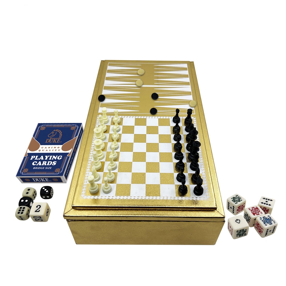 Ensemble de jeu de table complet 6 en 1 dans un boîtier décoratif en PVC de style domino