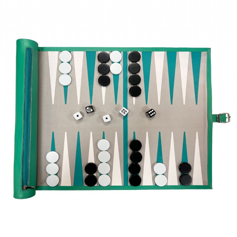 Ensemble de rouleaux de backgammon de voyage unique
