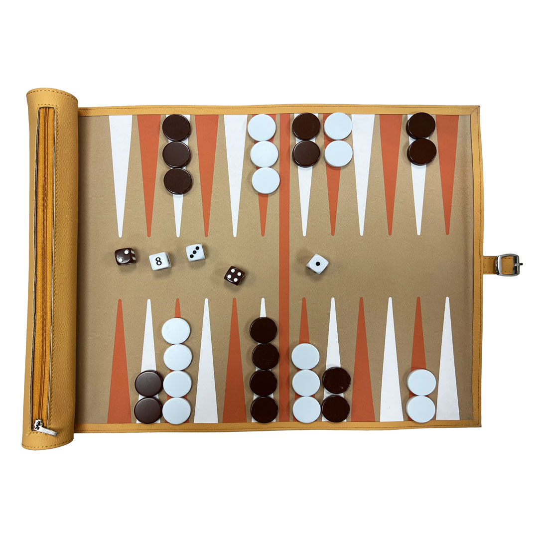 Ensemble de rouleaux de backgammon de voyage unique