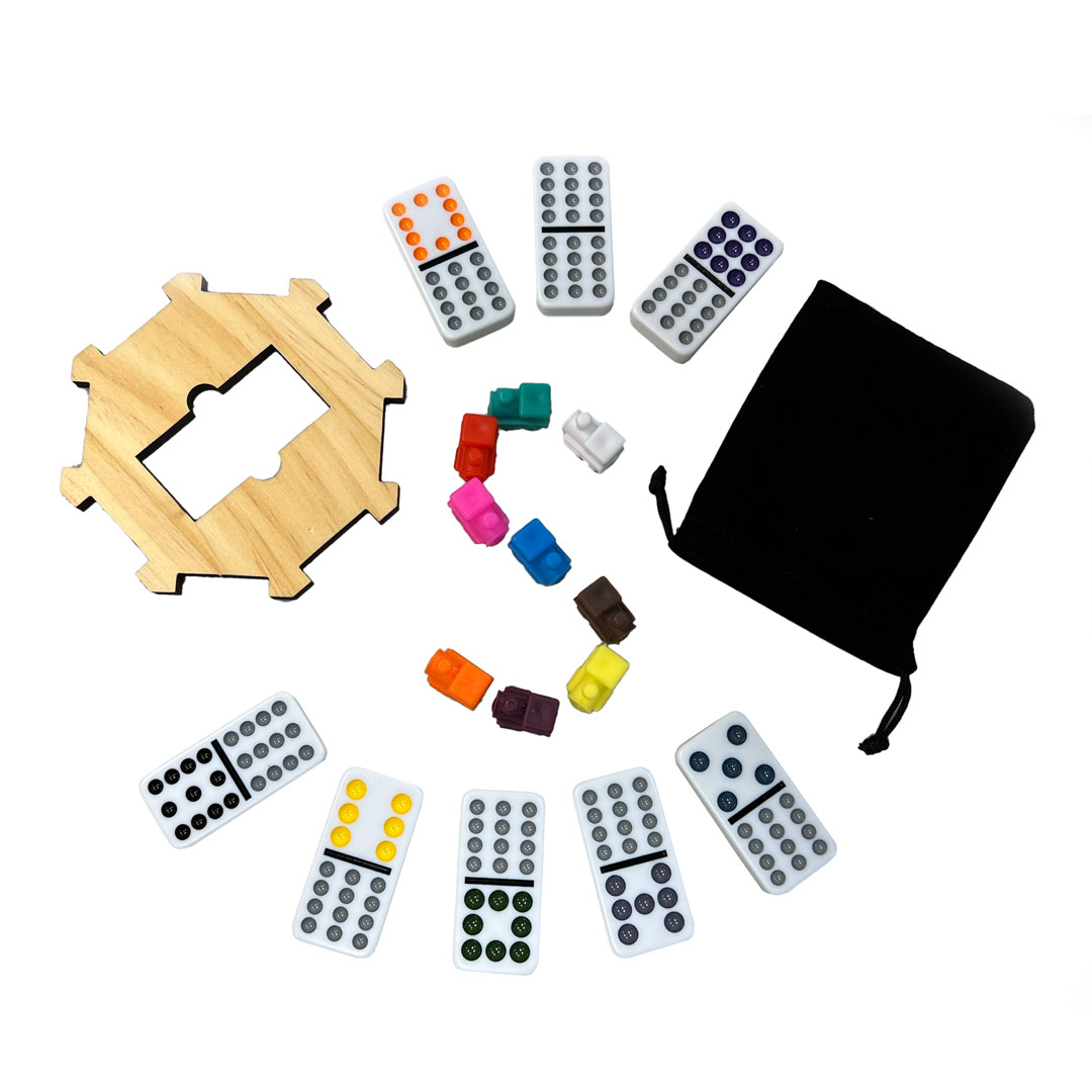 91 Pieces Double 12 Mexican Train Colored Dot Dominoes Set