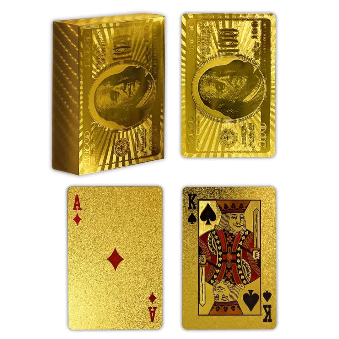 ドル紙幣パターンの金箔ポーカー カード デッキ - 100 USD