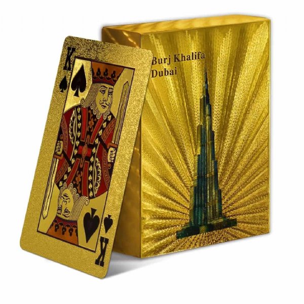 Baraja de cartas chapada en oro - Burj Khalifa