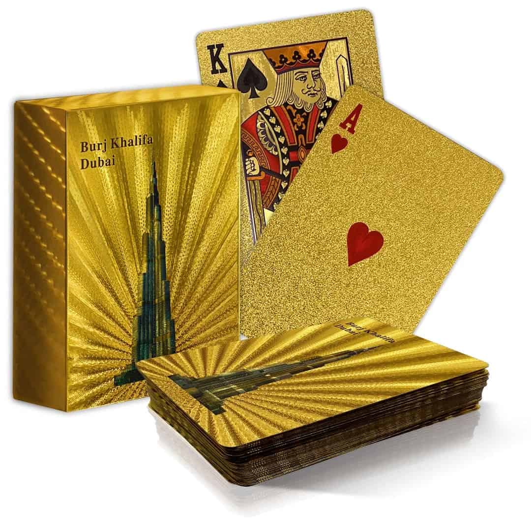 Baraja de cartas chapada en oro - Burj Khalifa