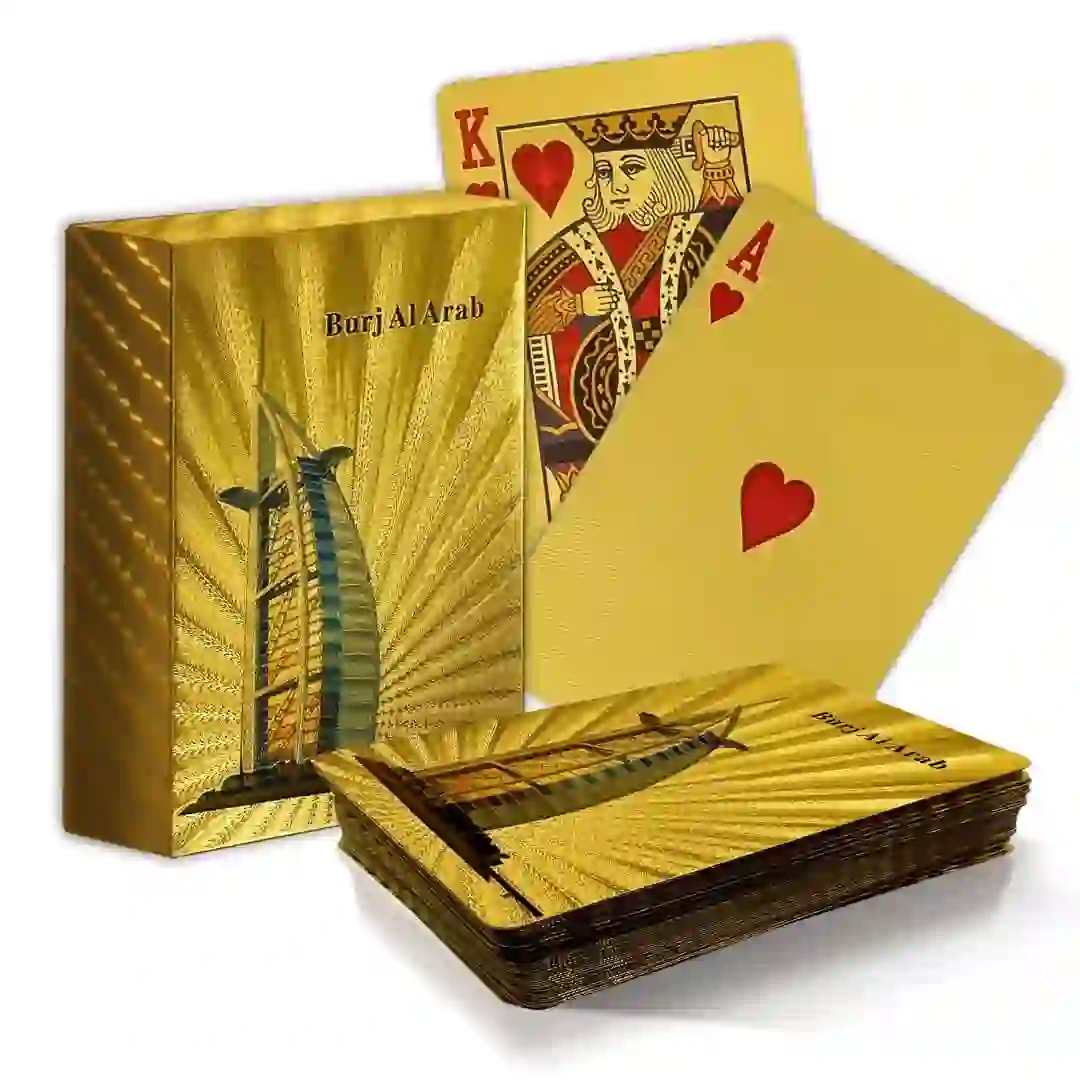 Gold Foil Poker Cards with Twill Pattern - Burj Al Arab Hotel