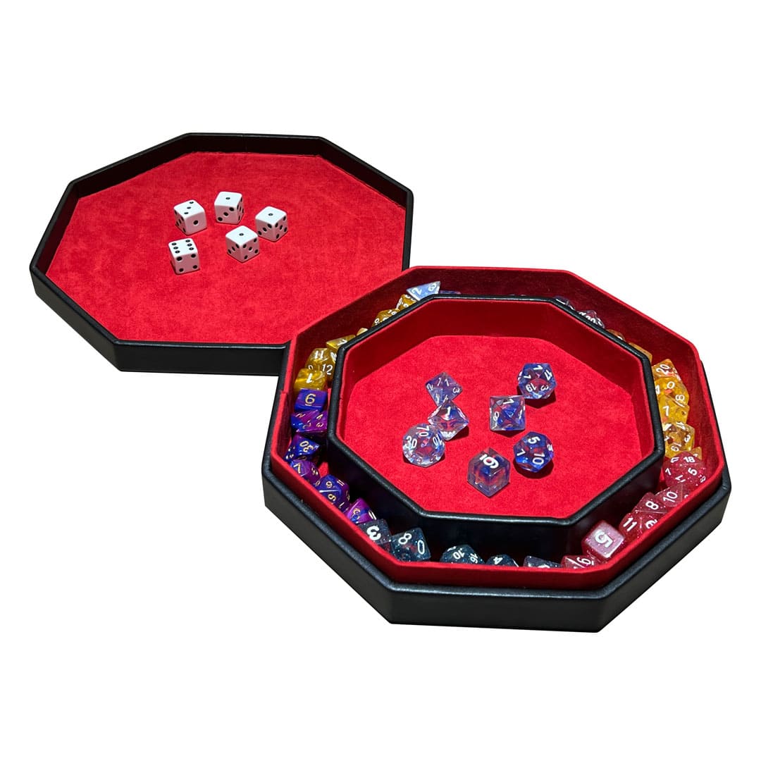 Dual Purpose Octagon Dice Rolling Tray and Storage with Lid