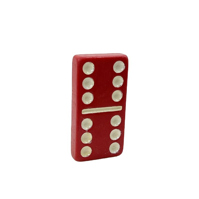 O jogo de dominó tem 28 peças diferentes. As peças são retangulares e cada  uma é dividida em dois 