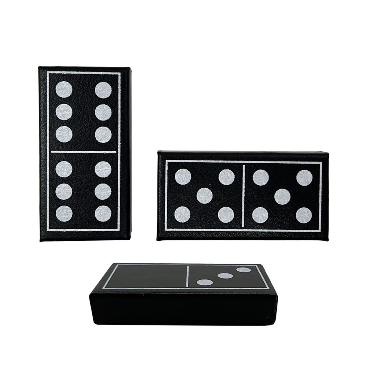 Lüks Domino Setleri Çift Altılı Standart 28 Fayans Siyah Deri Kılıflı