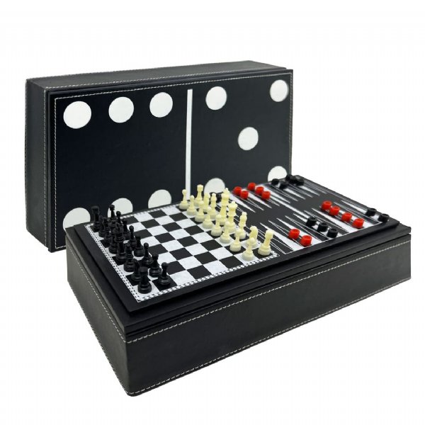Conjunto de 5 jogos de tabuleiro em 1 caixa de réplica de dados de luxo:  xadrez/dama/dominó/dados de pôquer/cartas de jogo - Duke International  Cards & Games Co., Ltd.