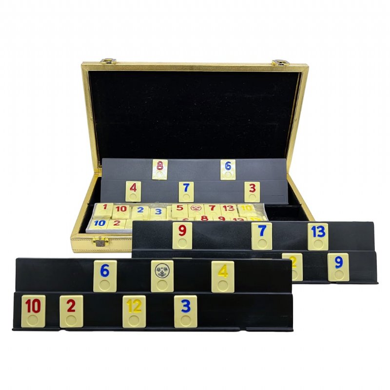 Conjunto de Jogo Deluxe com Peças de Rummy de Ouro