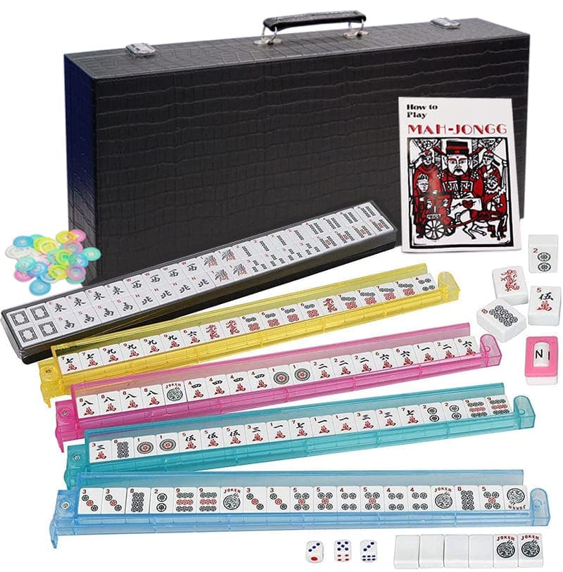 Conjunto Mahjong em capa de couro