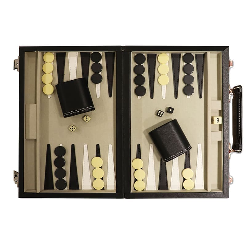 Hochwertiges Backgammon-Set aus Kunstleder