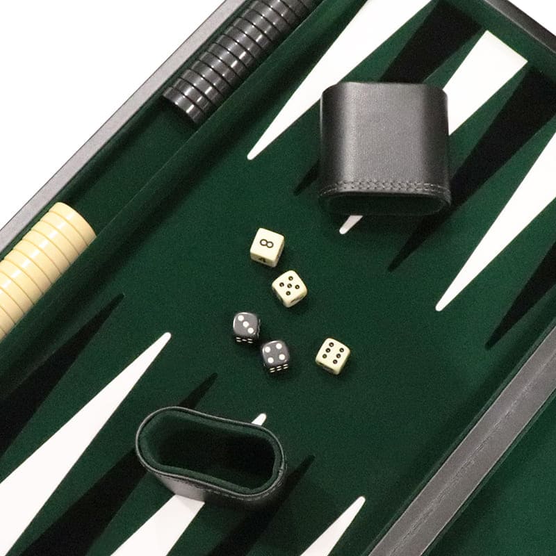 Backgammon de luxe en similicuir avec poignée robuste