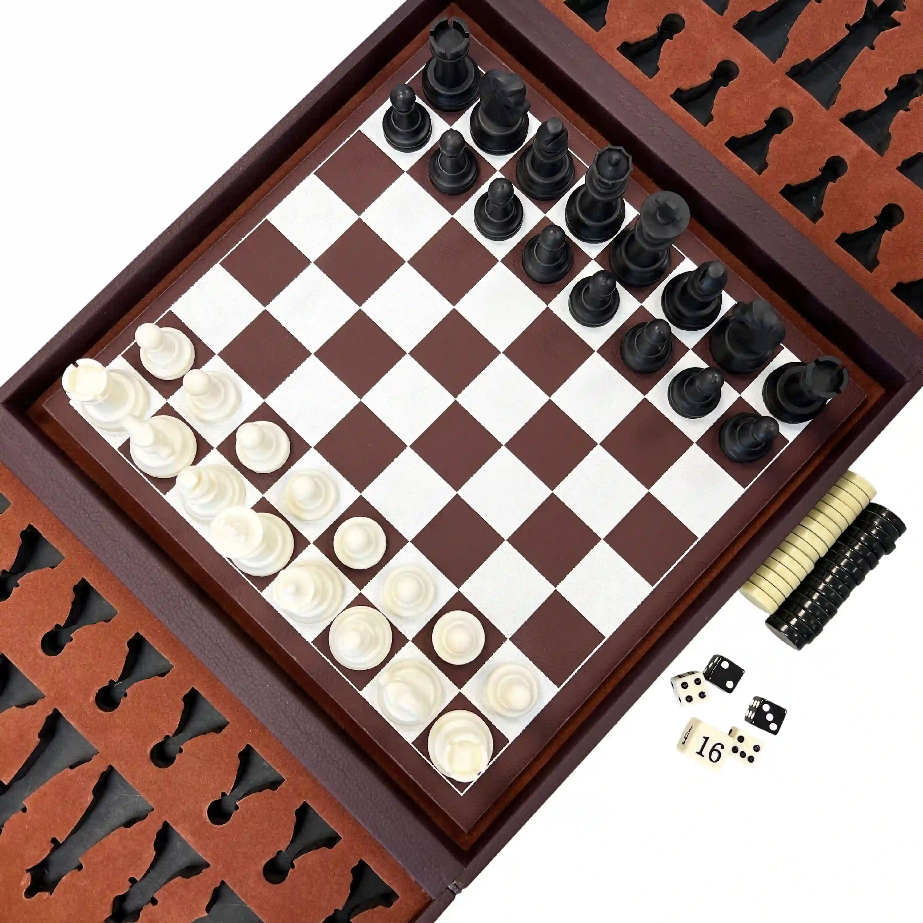  Chess Checkers Backgammon 3-in-1 Board Games Sets