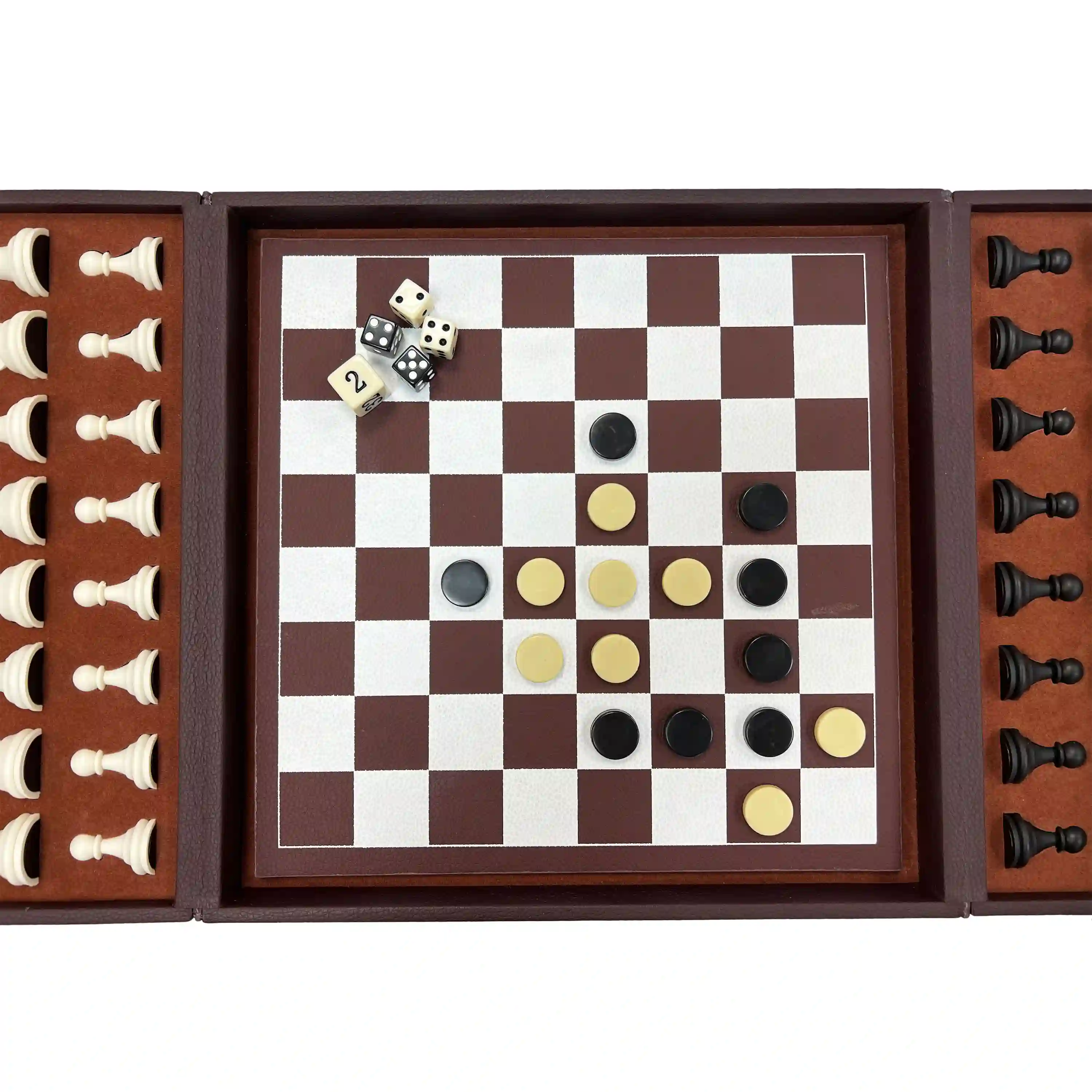 Jogo De Tabuleiro 3 Em 1 Chess Set Pequeno