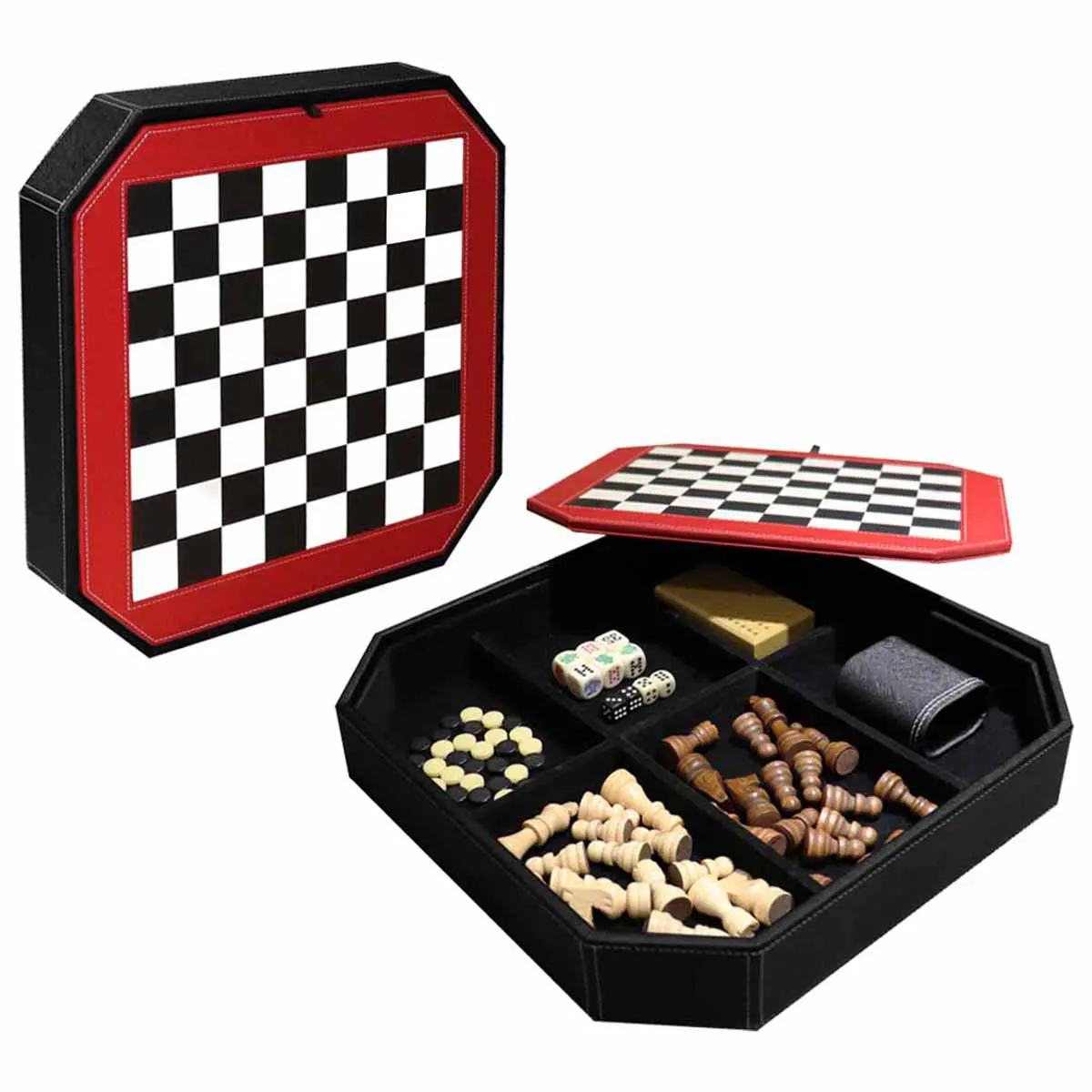 Jeu d'échecs noir classique et collection de jeux de société