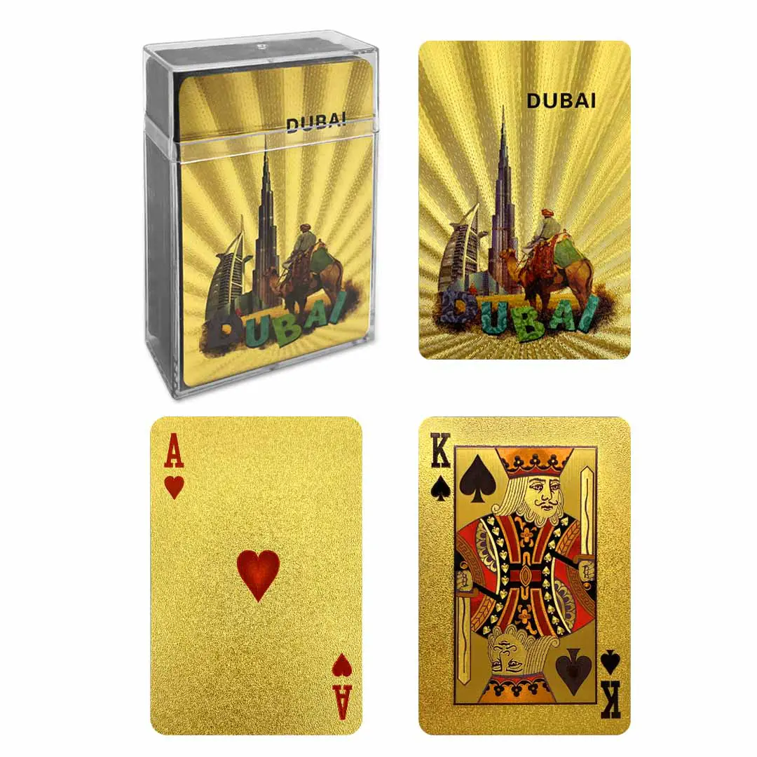 Игральные карты из золотой фольги с пейзажным узором Дубая
