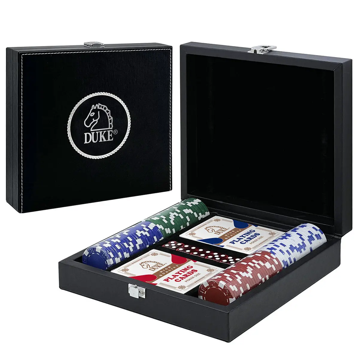 Набор фишек для игры в покер в кожаном футляре - 100 штук