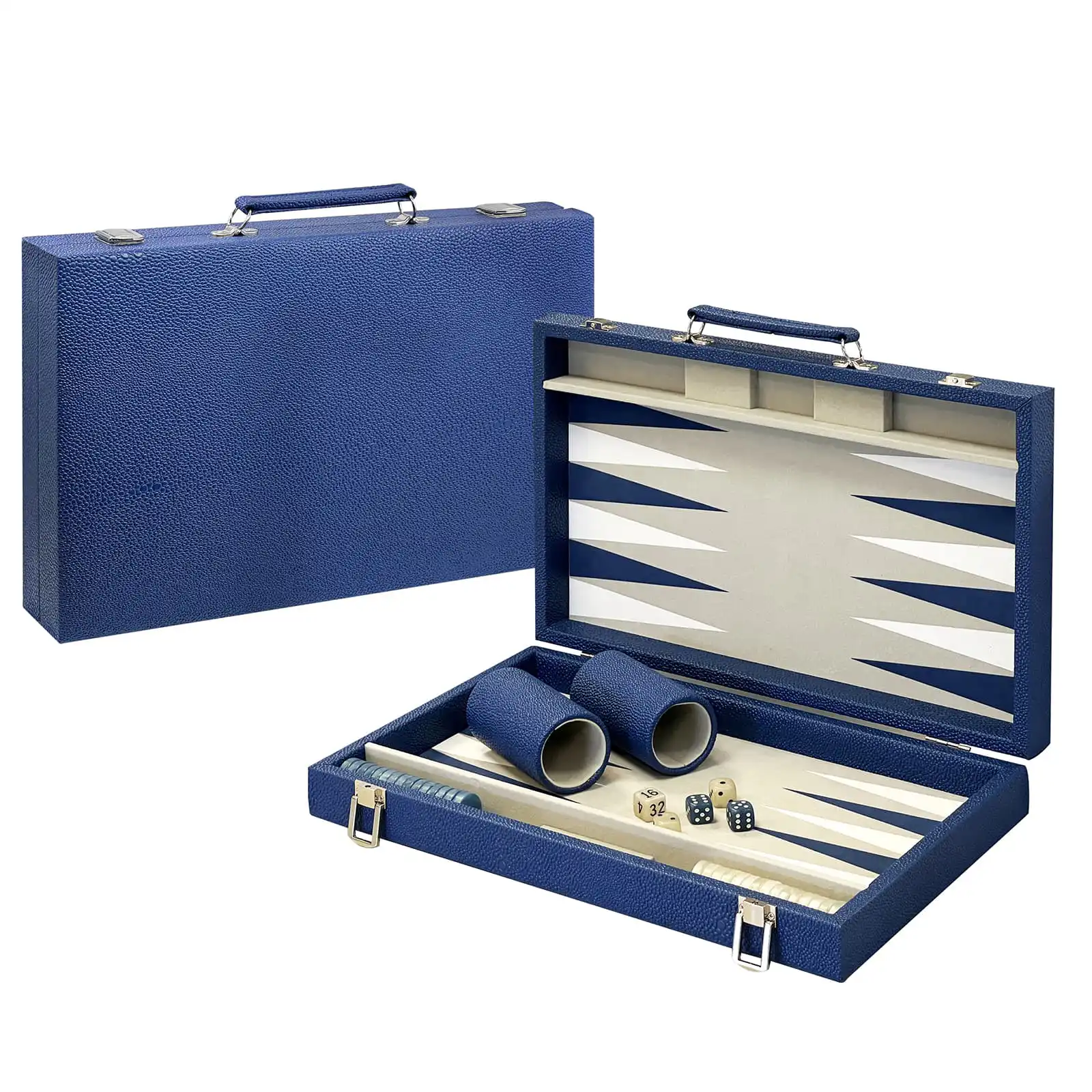 Pebbled Leatherette Backgammon Suitcase set