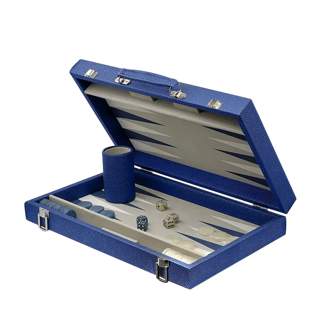 Pebbled Leatherette Backgammon Suitcase set