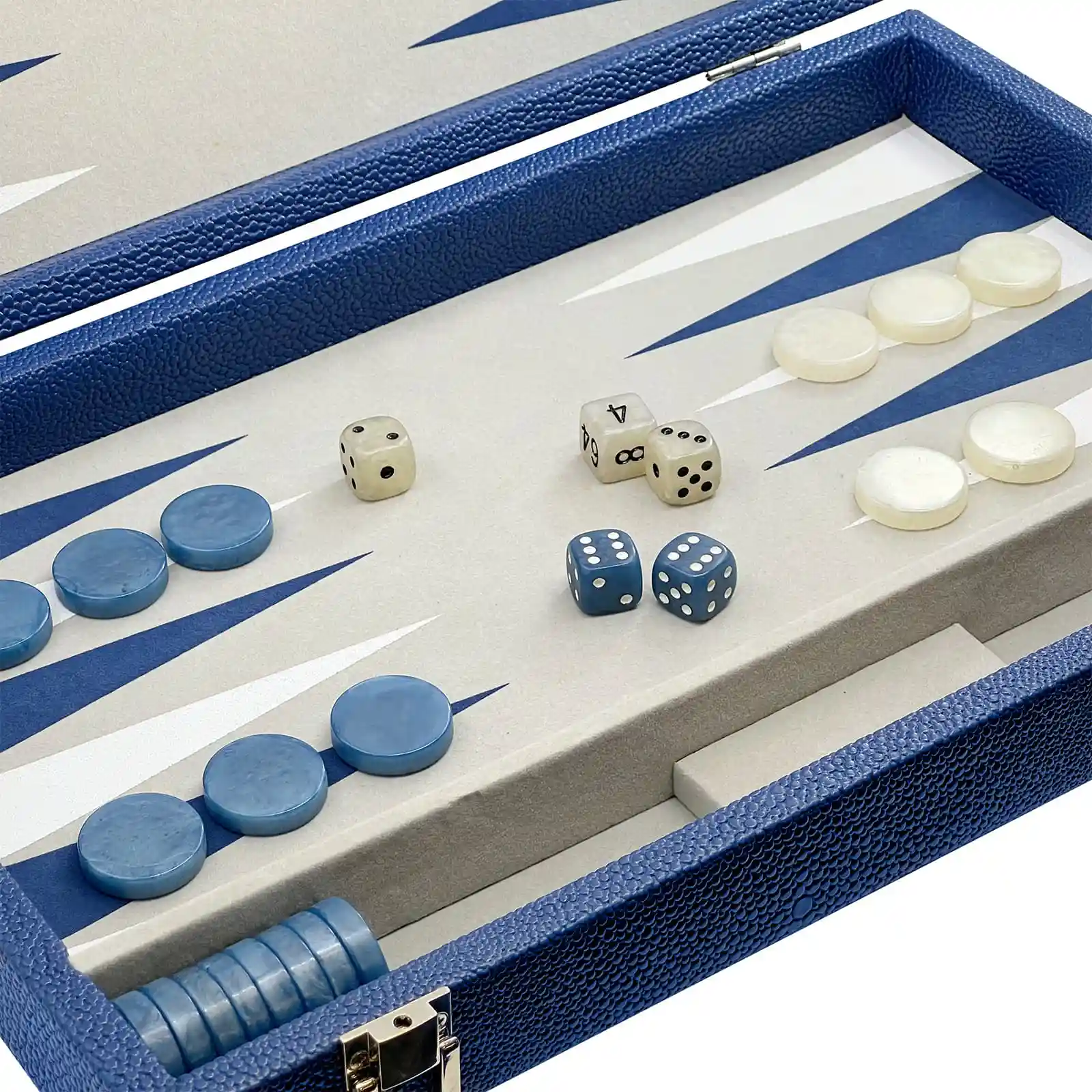 Juego de maletas de backgammon en polipiel granulada