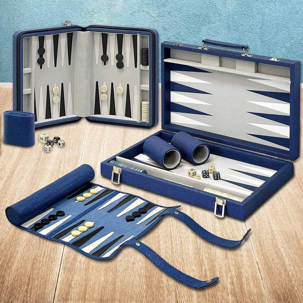 Classic Pebbled Leatherette Backgammon Game Collection