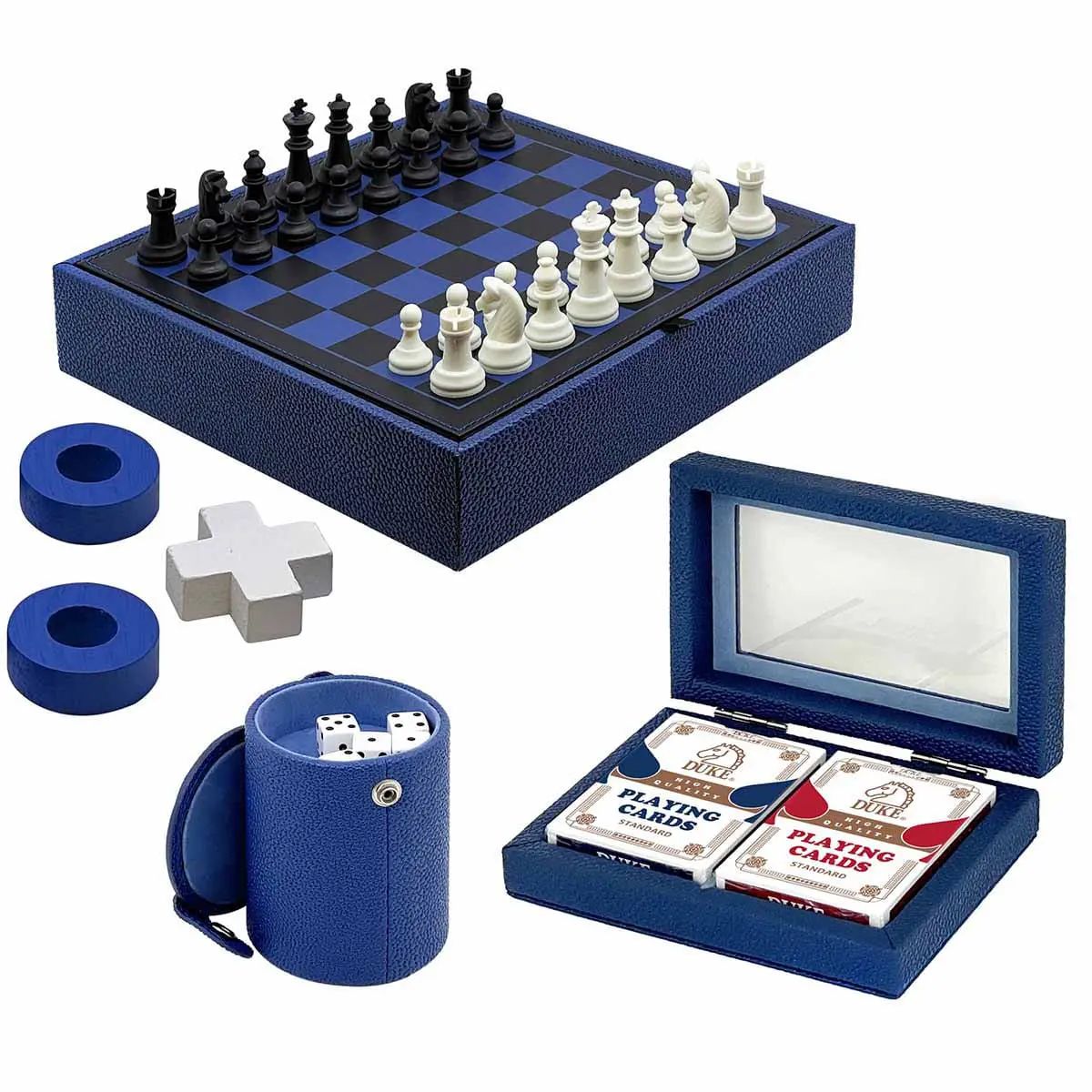 Colección de juegos de mesa clásicos azul cerúleo