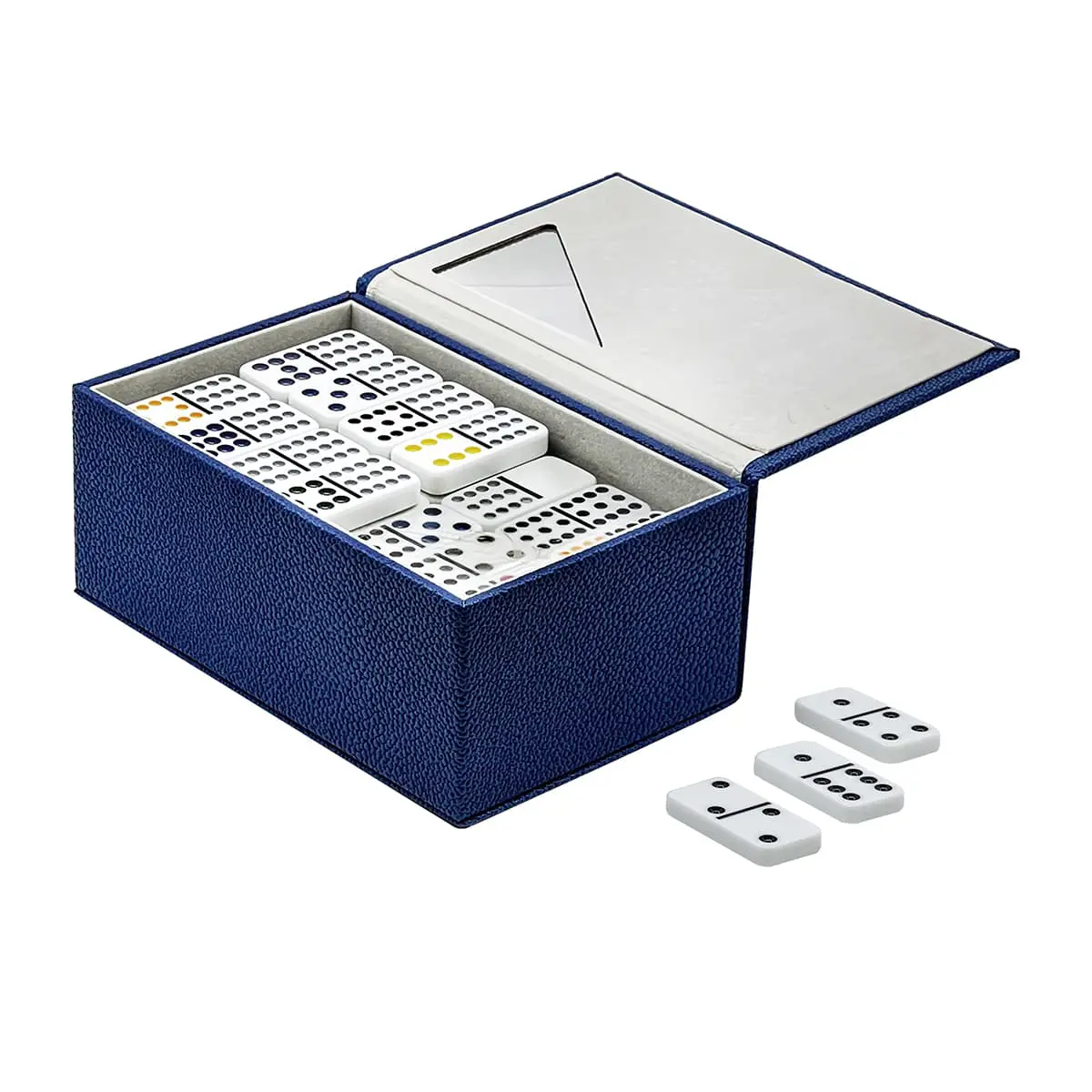 Double 12 Mexican Train Dominoes Set Pebbled Leatherette Box