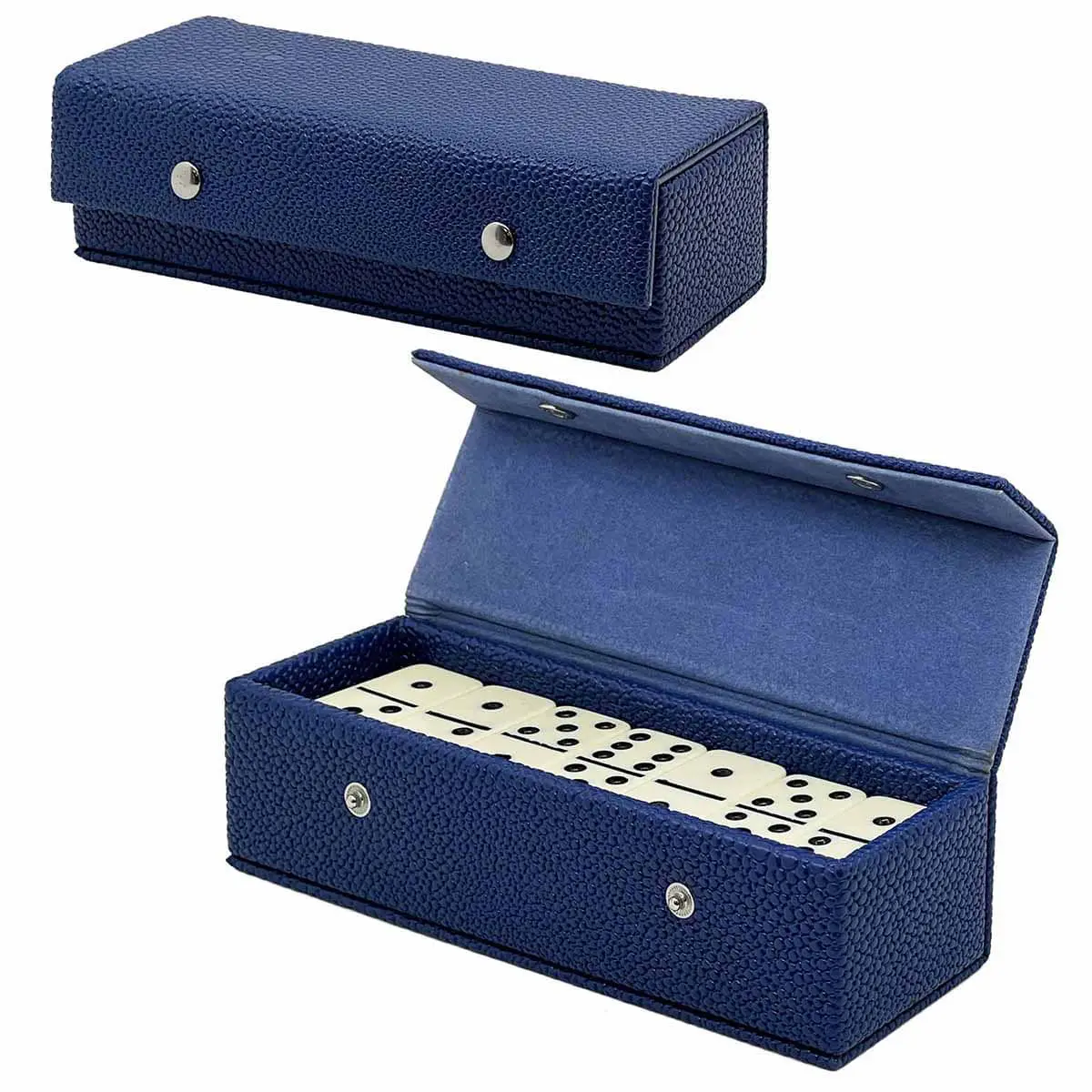 Classic Dominoes Set Pebbled Leatherette Box Collection