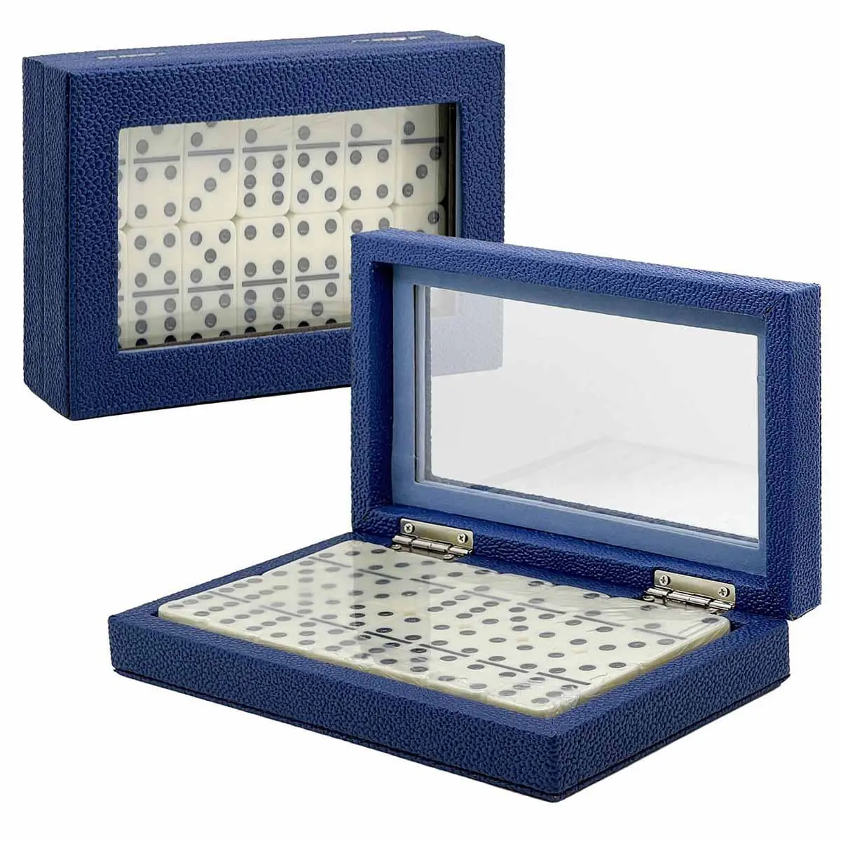 Juego de dominó clásico Colección de cajas de cuero sintético guijarro