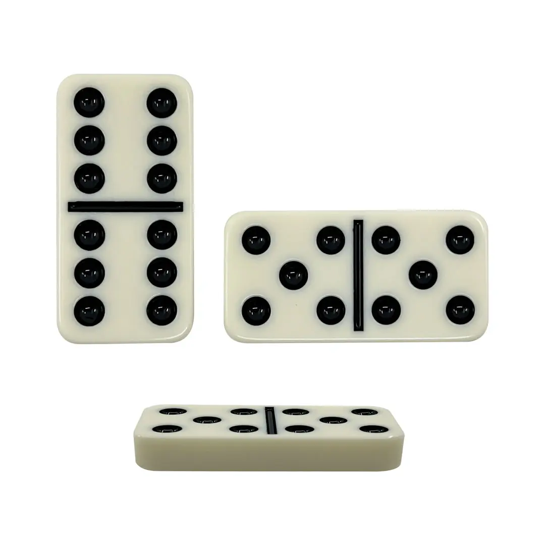 Conjunto duplo de seis dominós com placa personalizada