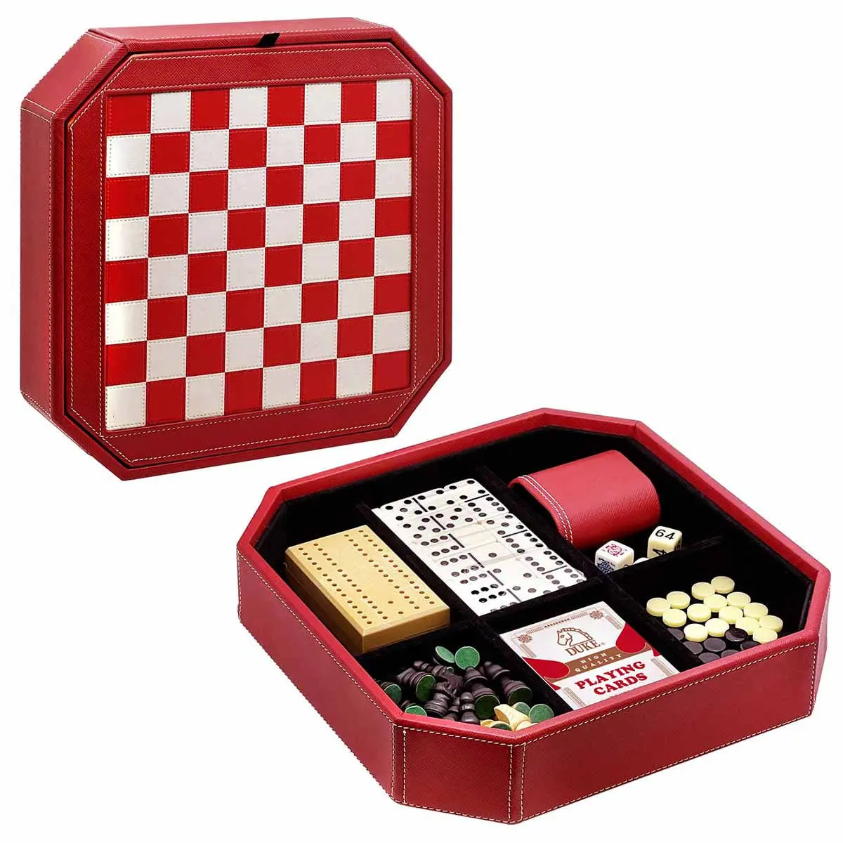 مجموعة ألعاب الشطرنج متعددة الألواح 7 في 1 مع تخزين