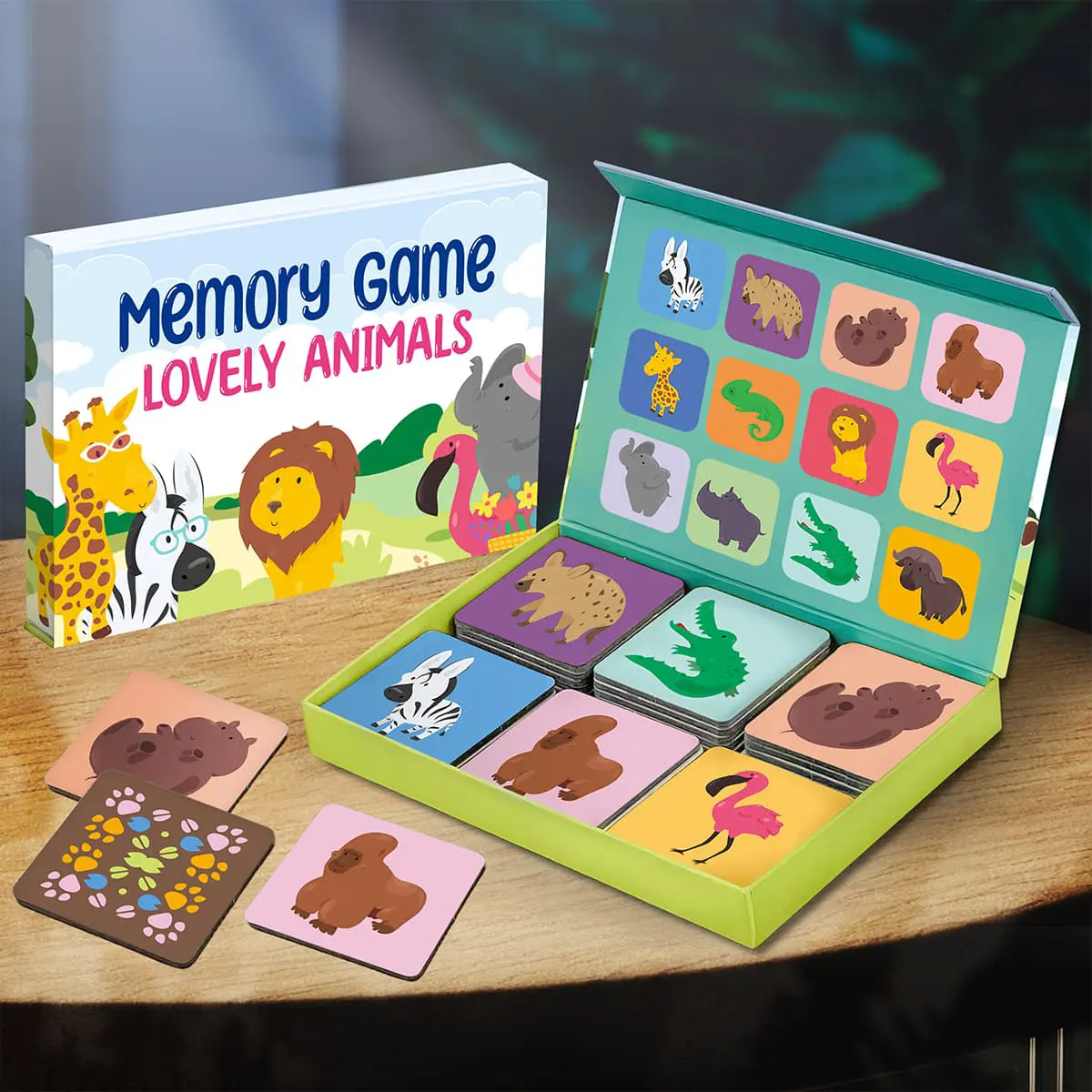 Conjunto de juego de memoria de animales encantadores