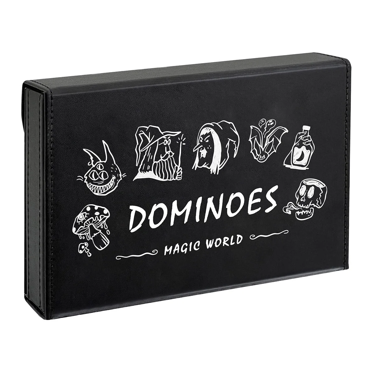 Conjunto de dominó Magic World com estojo de couro sintético