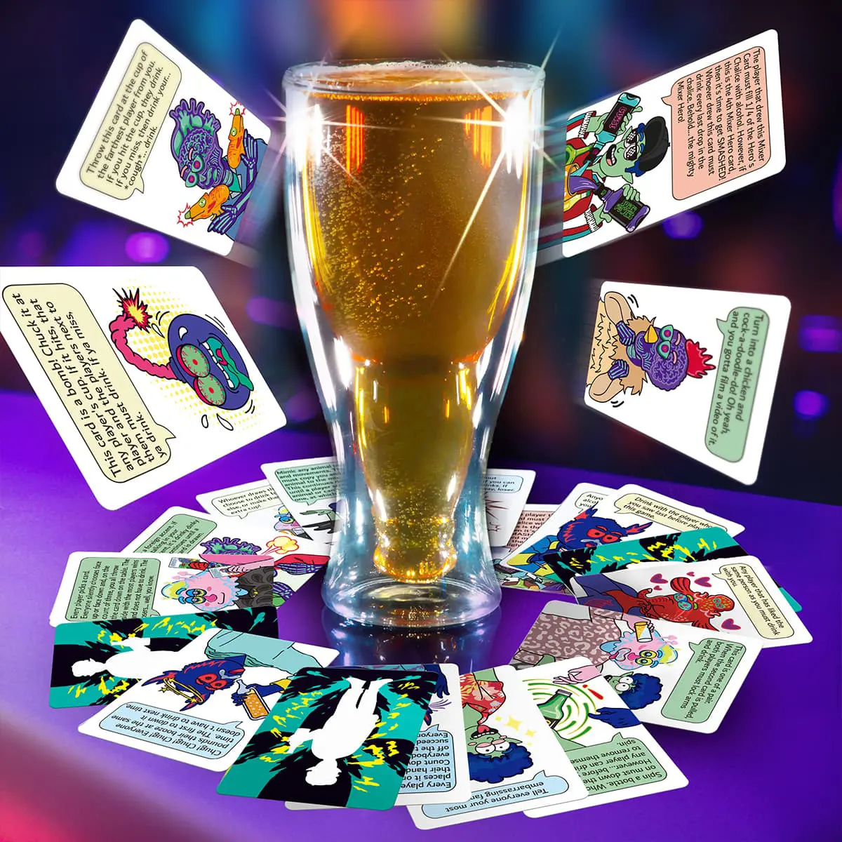 Jogo de cartas para beber Mixer Hero - Festa Rave