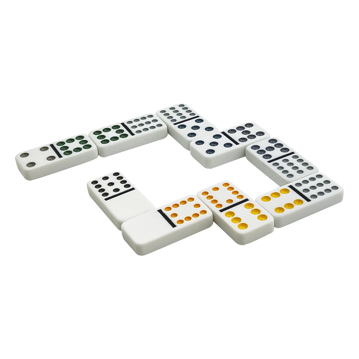 Azulejos de dominó de puntos de colores
