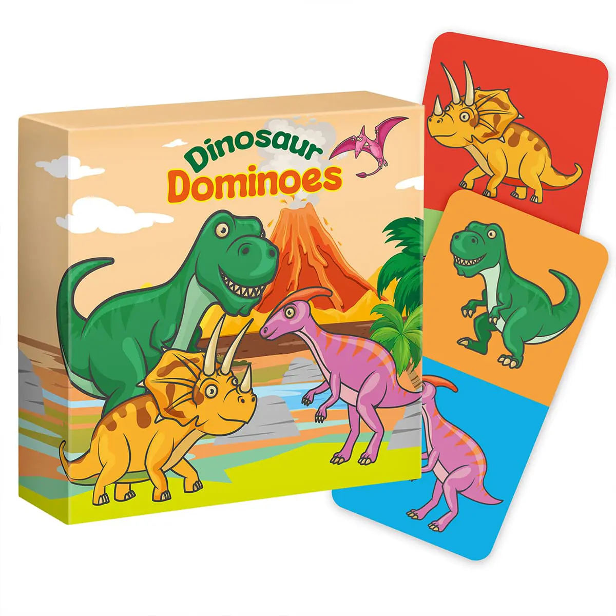Juego de cartas de dominó de dinosaurios