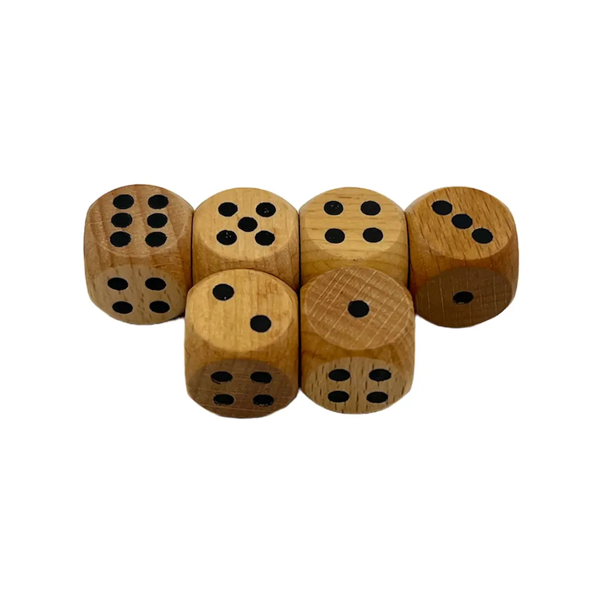 Natural Wooden Dice with Black Dots